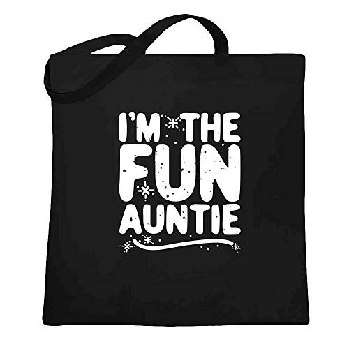 Im The Fun Auntie Gift For Mom Black 15x15 inches Large Canvas Tote Bag Women
