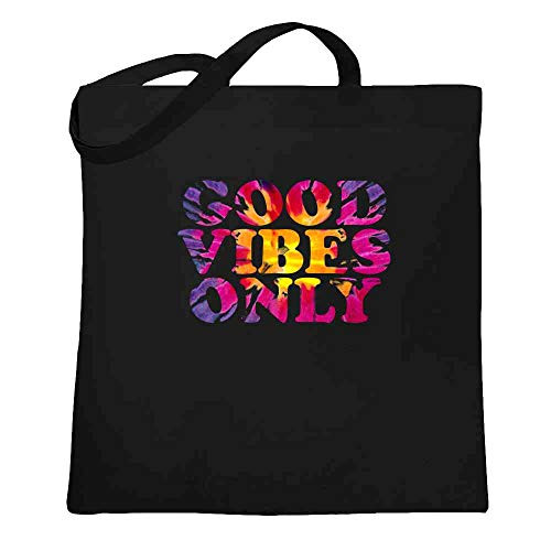 Good Vibes Only Retro Vintage Tie Dye Pattern Black 15x15 inches Large Canvas Tote Bag Women Good Vibes Only Retro Vintage Tie Dye Pattern Black 15x15 inches Large Canvas Tote Bag Women