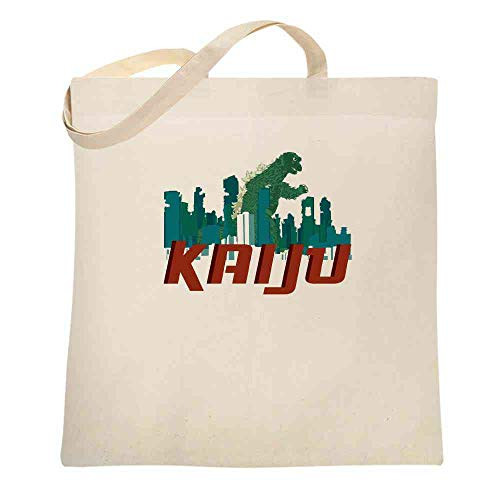 KAIJU Destroying The City Natural 15x15 inches Large Canvas Tote Bag Women KAIJU Destroying The City Natural 15x15 inches Large Canvas Tote Bag Women