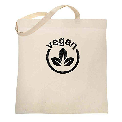 Vegan Logo Vegetarian Lifestyle Natural 15x15 inches Large Canvas Tote Bag Women
