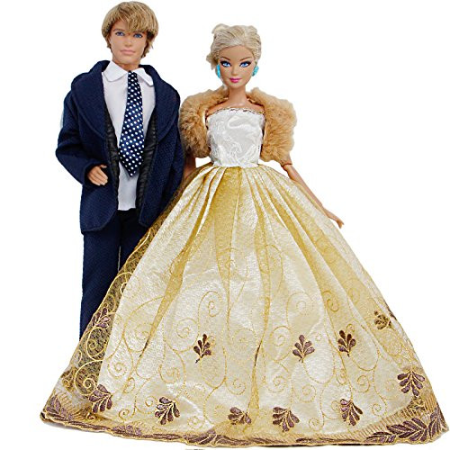 BJDBUS Wedding Set Groom Formal Outfit with Tie Business Suits and Bridal Veil Strapless Dress Fur Waistcoat Ball Party Gown Clothes for Girl Boy Dolls Gift BJDBUS Wedding Set Groom Formal Outfit with Tie Business Suits and Bridal Veil Strapless Dress Fur Waistcoat Ball Party Gown Clothes for Girl Boy Dolls Gift