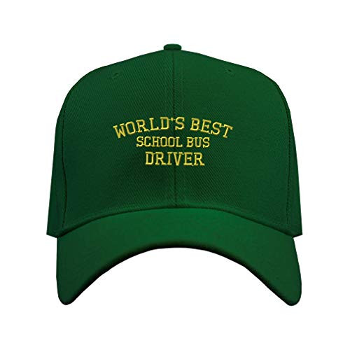 Baseball Cap Worlds Best School Bus Driver Embroidery Profession Others Acrylic Hats for Men  and  Women Strap Closure Forest Green Design Only