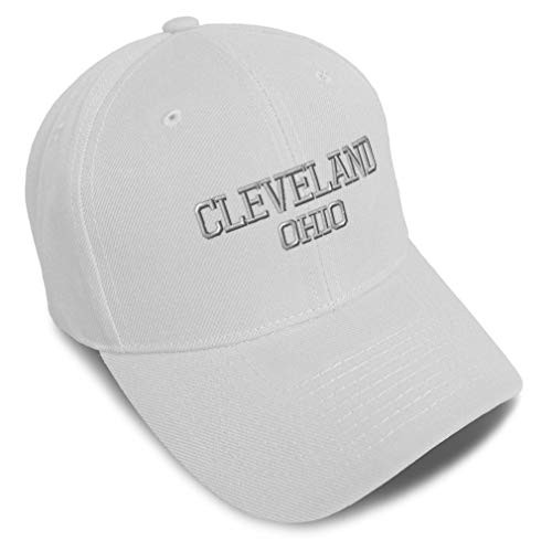 Speedy Pros Baseball Cap Ohio State Cleveland USA America Embroidery Acrylic Dad Hats for Men  and  Women Strap Closure White Design Only