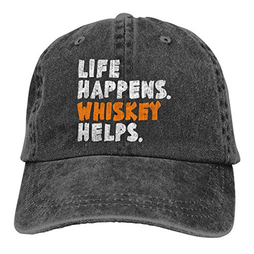 Kritin Life Happens Whiskey Helps Hat- Adjustable Baseball Cap Unisex Washable Cotton Trucker Cap Dad Hat Black Kritin Life Happens Whiskey Helps Hat- Adjustable Baseball Cap Unisex Washable Cotton Trucker Cap Dad Hat Black