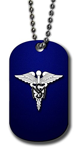 ExpressItBest Aluminum Dog Tag Necklace and Key Ring - US Army Medical Service Corps- Branch Insignia