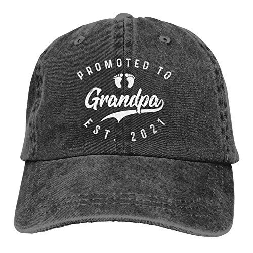 Promoted to Grandpa 2021 Hat-Adjustable Baseball Cap Unisex Washable Cotton Trucker Cap Dad Hat Black