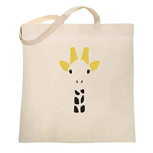 Giraffe Big Animal Face Cute Funny Natural 15x15 inches Large Canvas Tote Bag Women
