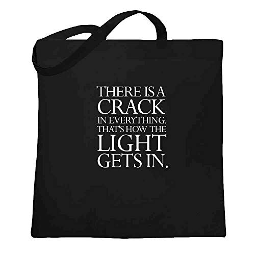 Theres A Crack In Everything Quote Black 15x15 inches Large Canvas Tote Bag Women