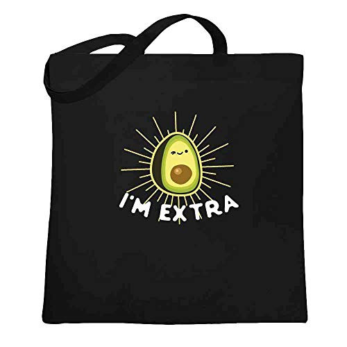 Im Extra Avocado Guacamole Cute Funny Black 15x15 inches Large Canvas Tote Bag Women