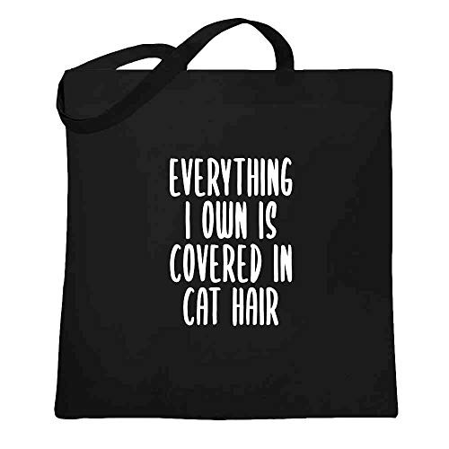 Everything I Own Is Covered In Cat Hair Funny Black 15x15 inches Large Canvas Tote Bag Women
