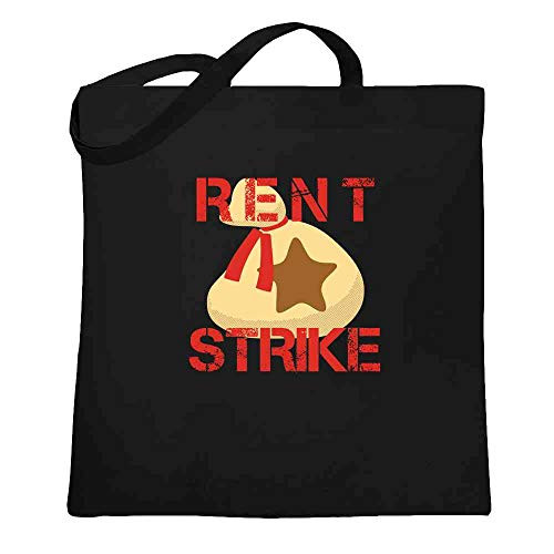 Rent Strike Bell Bag Funny Video Game Meme Protest Black 15x15 inches Large Canvas Tote Bag Women