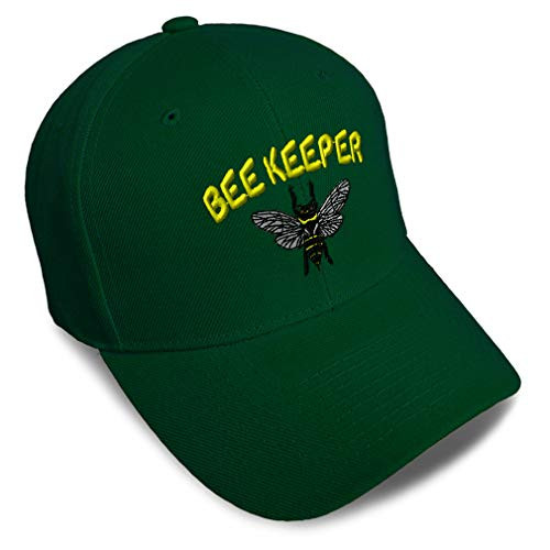 Speedy Pros Baseball Cap Bee Keeper Honey Farmer Embroidery Acrylic Dad Hats for Men  and  Women Strap Closure Forest Green