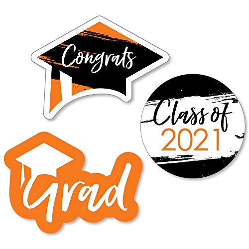 Big Dot of Happiness Orange Grad - Best is Yet to Come - DIY Shaped Orange 2021 Graduation Party Cut-Outs - 24 Count