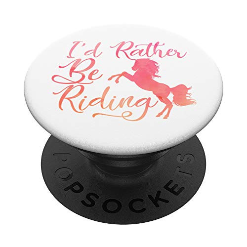 Pink Orange Watercolor I'd Rather Be Riding On White PopSockets Swappable PopGrip
