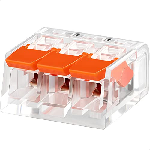 GKEEMARS 50 Pcs Electrical Lever Nuts Wire Connectors- Wire Splicing Connector Terminal Blocks 221-413 -Orange-