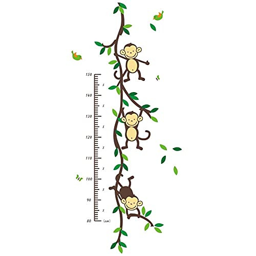 HUMINGG Baby Growth Chart Animal Monkey Tree Branch Home Dacor Wall Sticker Baby Children Height Measure Growth Chart for Kids Room Nursery Decals