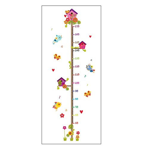HUMINGG Baby Growth Chart Cartoon Animals Bird Bug Butterfly Flower Height Measure Wall Sticker for Kids Rooms Growth Chart Nursery Room Decor Wall -Color - A-