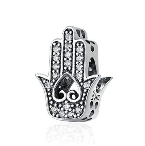 Hand of Fatima Charm for Pandora Bracelet 925 Sterling Silver Charms Good Lucky Dangle Charms Pendant with Blue Evil Eye Necklace Happy Mothers Day Christmas Charms for Bracelets -B-