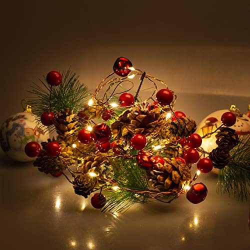 Ncknciz Pine Garlands Battery Operated Garland Lights 6.5FT 20LEDs Christmas Garland with Lights Red Berry and Pine Cone Xmas Tree Garland Indoor Decoration Warm Lights for Holiday Party Home Decor Ncknciz Pine Garlands Battery Operated Garland Lights 6.5FT 20LEDs Christmas Garland with Lights Red Berry and Pine Cone Xmas Tree Garland Indoor Decoration Warm Lights for Holiday Party Home Decor