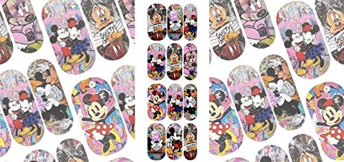 Disney cartoon Mickey and Minnie Mouse graffiti Nail Decals Mickey Mouse ears Disney princess nail art stickers Disney 12 piece full nail wraps water slide nail art kit -7- Disney cartoon Mickey and Minnie Mouse graffiti Nail Decals Mickey Mouse ears Disney princess nail art stickers Disney 12 piece full nail wraps water slide nail art kit -7-