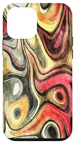 iPhone 12 mini Abstract Swirls in Red Orange Yellow and Black Case