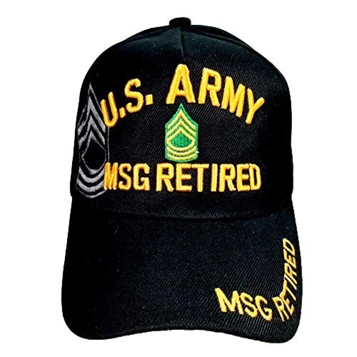 MSG Retired Ball Cap Hat Black Embroidered Acrylic Army H5