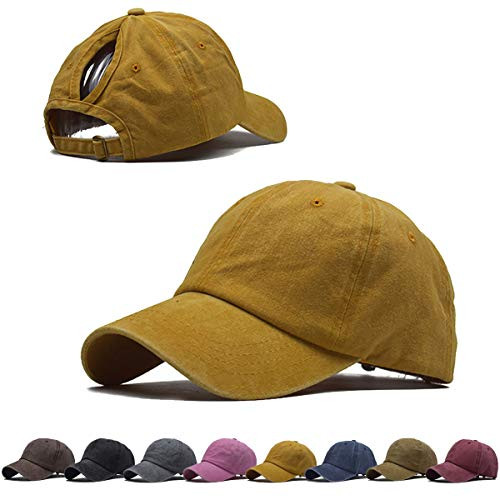 Vintage Ponytail Baseball Hats for Women High Messy Bun Hat Ponycaps Adjustable Trucker Baseball Cap Dad Hat -Yellow- Vintage Ponytail Baseball Hats for Women High Messy Bun Hat Ponycaps Adjustable Trucker Baseball Cap Dad Hat -Yellow-
