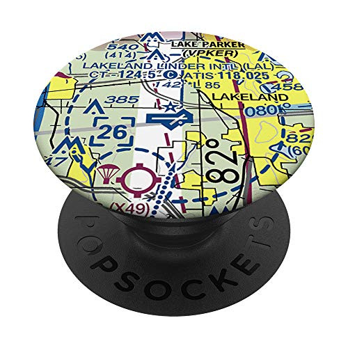 Sun and Fun VFR Sectional Chart Lakeland FL PopSockets PopGrip- Swappable Grip for Phones  and  Tablets