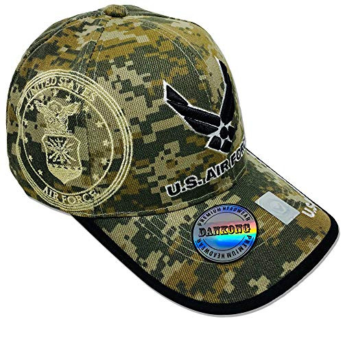 DANKONG Air Force Hat -Official Licensed US Military 3D Embroidered Baseball Cap with Size Adjustable Hoop and Loop Closure for Men and Women - U.S. Air Force - Camo