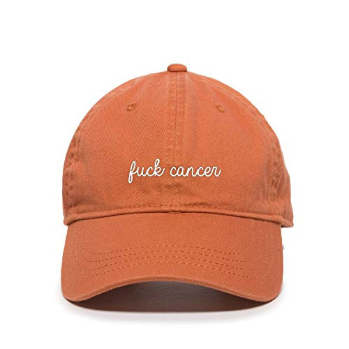 DSGN By DNA FCK Cancer- Awareness Baseball Cap Embroidered Cotton Adjustable Dad Hat Orange