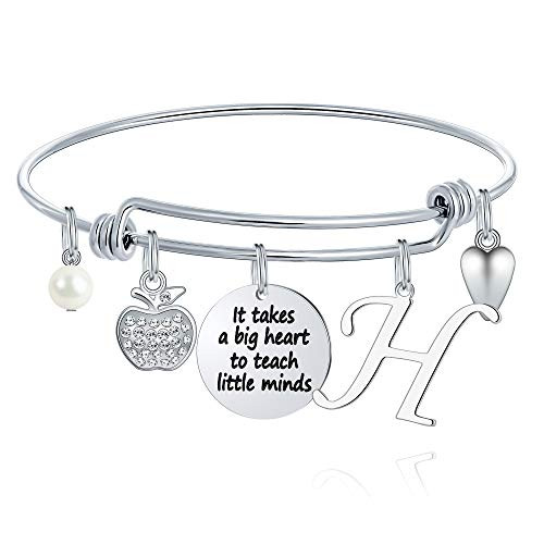 M MOOHAM Teacher Gifts for Women- Teacher Bracelet Teacher Appreciation Gifts End of Year Teacher Gifts for Teachers on Teachers Day- It Takes a Big Heart to Teach Little Minds
