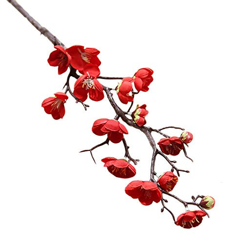 6 Pcs Artificial Flowers Spring Cherry Plum Blossom Fake Flowers Bouquet Branch Silk Flower for Home Wedding Decoration DIY