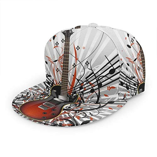 Nicokee Guitar Music Notes Hat Baseball Cap Adjustable Flat Snapback Hats Ball Hat Sport Hat for Men and Women