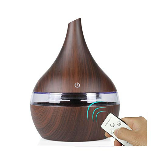 USB Aroma Essential Oil Diffuser 300ml Ultrasonic Humidifier with Electric Wood Grain LED Lights Aroma Diffuser for Home-Darkwoodgrain