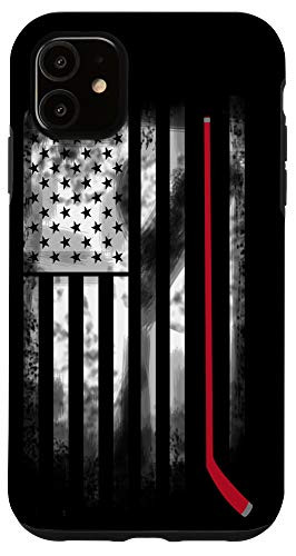 iPhone 11 hockey stick red us flagg patriot puck Case