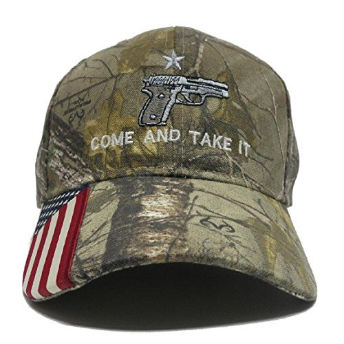 Military Imagine Camo Handgun Come and Take It Gun Cap Hat American Flag