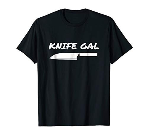 Knife Gal chefs tee shirt for kitchen cooking and knives