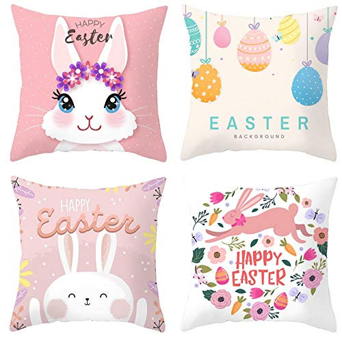 Zincoty Easter Pillow Covers 18x18-Set of 4 Easter Pillow Case Easter Eggs Easter Bunny Throw Pillow Covers-Easter Decorations Home Decor for Sofa Bed Couch -4PC- Zincoty Easter Pillow Covers 18x18-Set of 4 Easter Pillow Case Easter Eggs Easter Bunny Throw Pillow Covers-Easter Decorations Home Decor for Sofa Bed Couch -4PC-
