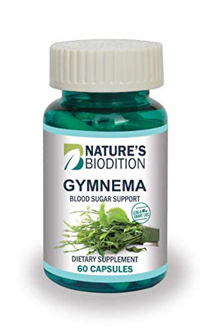 Natures Biodition - Gymnema Blood Sugar Management Supplements- Natural Formula - sylvestre Extract 600mg for Glucose stabilization. Balance- Control- Support. 60 Veg Capsules