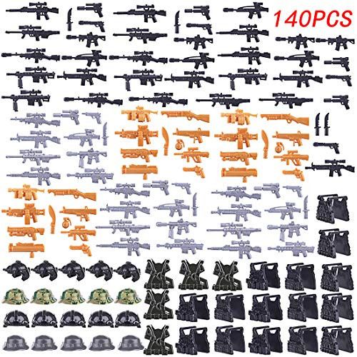 Lingxuinfo 140PCS Military Army Weapons Pack Accessories for Minifigures, Military Army Building Blocks Toy for Kids Boys, Compatible with Minifigures of All Major Brands Lingxuinfo 140PCS Military Army Weapons Pack Accessories for Minifigures, Military Army Building Blocks Toy for Kids Boys, Compatible with Minifigures of All Major Brands