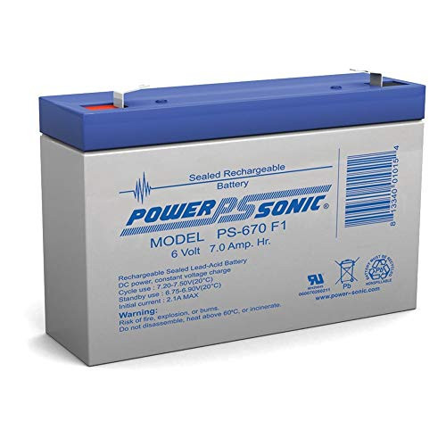 ELB0607 6 Volt 7 AmpH SLA Replacement Battery with F1 Terminal