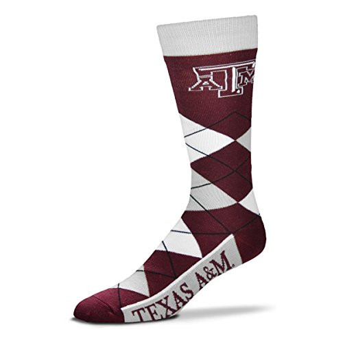 For Bare Feet NCAA Argyle Lineup Socks-Texas A and M Aggies-One Size Fits Most