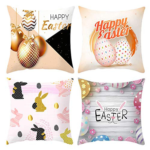 Zincoty Easter Pillow Covers 18x18-Set of 4 Easter Pillow Case Easter Eggs Easter Bunny Throw Pillow Covers-Easter Decorations Home Decor for Sofa Bed Couch Zincoty Easter Pillow Covers 18x18-Set of 4 Easter Pillow Case Easter Eggs Easter Bunny Throw Pillow Covers-Easter Decorations Home Decor for Sofa Bed Couch