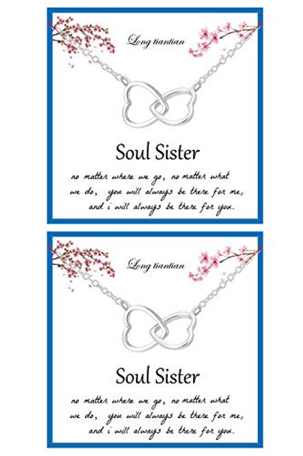 Soul Sister Necklace 2 Interlocking Circles Necklace for Sister Gift Friendship Necklace -2 silver-