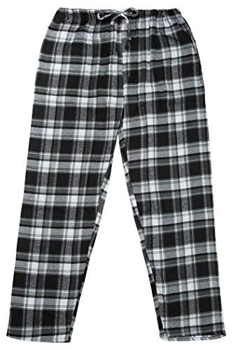 North 15 - Men's Yarn-Dyed percent100 Cotton Flannel Pajama Lounge Pant-1222-Design14-3XL Black-White