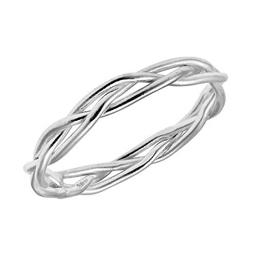 AeraVida Crown of Thorn Weave Wire Braid .925 Sterling Silver Band Ring -6-
