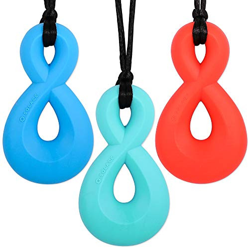 CHEWELRY Chew Necklace for Boys and Girls - Sensory Chew Necklaces for Kids ADHD Autistic Autism - Oral Motor Chewing Biting Needs - Infinity Twist Chewlery by Solace -Age 5Plus- CHEWELRY Chew Necklace for Boys and Girls - Sensory Chew Necklaces for Kids ADHD Autistic Autism - Oral Motor Chewing Biting Needs - Infinity Twist Chewlery by Solace -Age 5Plus-