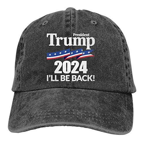 RELAXLAMA Trump 2024 I'll be Back Washed Adjustable Cowboy Hat Denim Baseball Caps Unisex