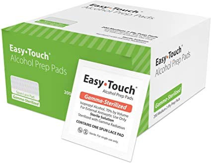 EasyTouch Alcohol Prep Pads 2 boxes  Gamma-Sterilized - -100 per Box-