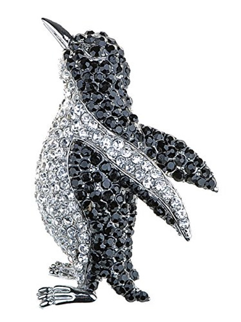 Alilang Silvery Tone Black Crystal Clear Colored Rhinestones Penguin Bird Brooch Pin Alilang Silvery Tone Black Crystal Clear Colored Rhinestones Penguin Bird Brooch Pin